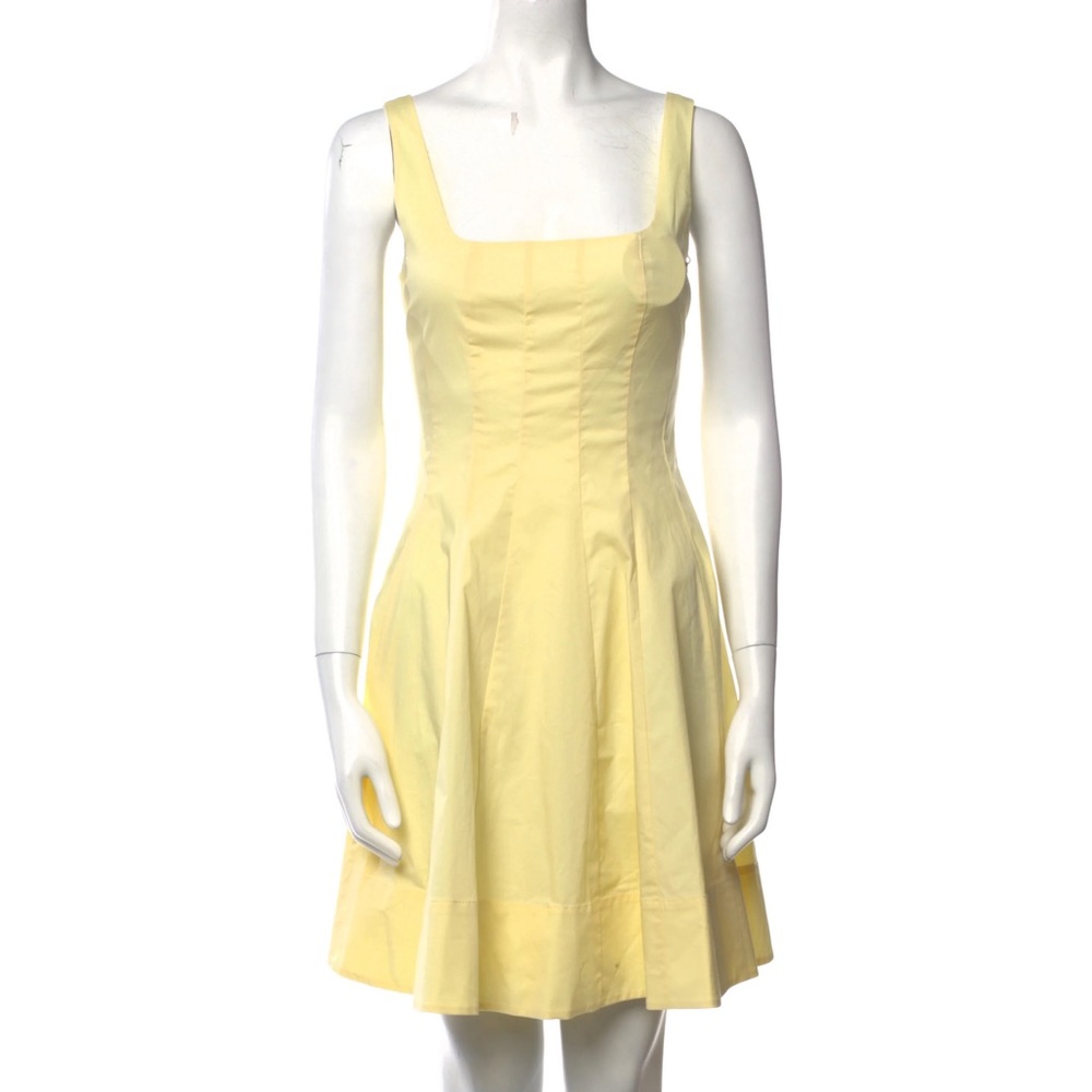 Staud Mini Wells Dress, light yellow, size 8